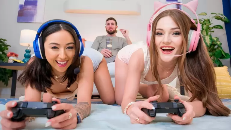 Two Slutty Pussies, One Girthy Cock